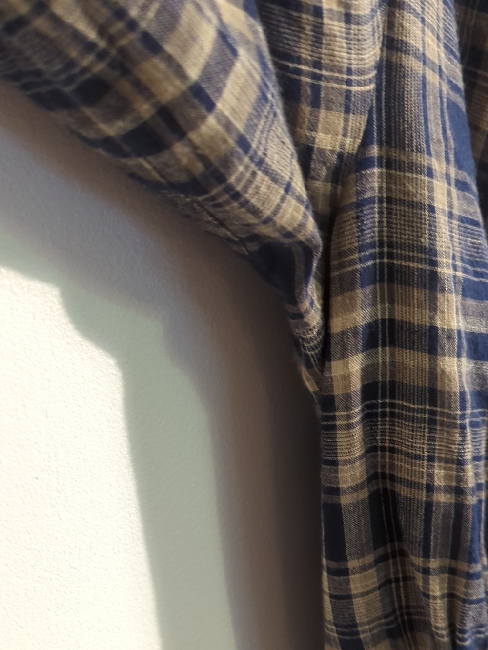 OAK + FORT navy and tan plaid cotton wrap dress - size large - Picture 6 of 9